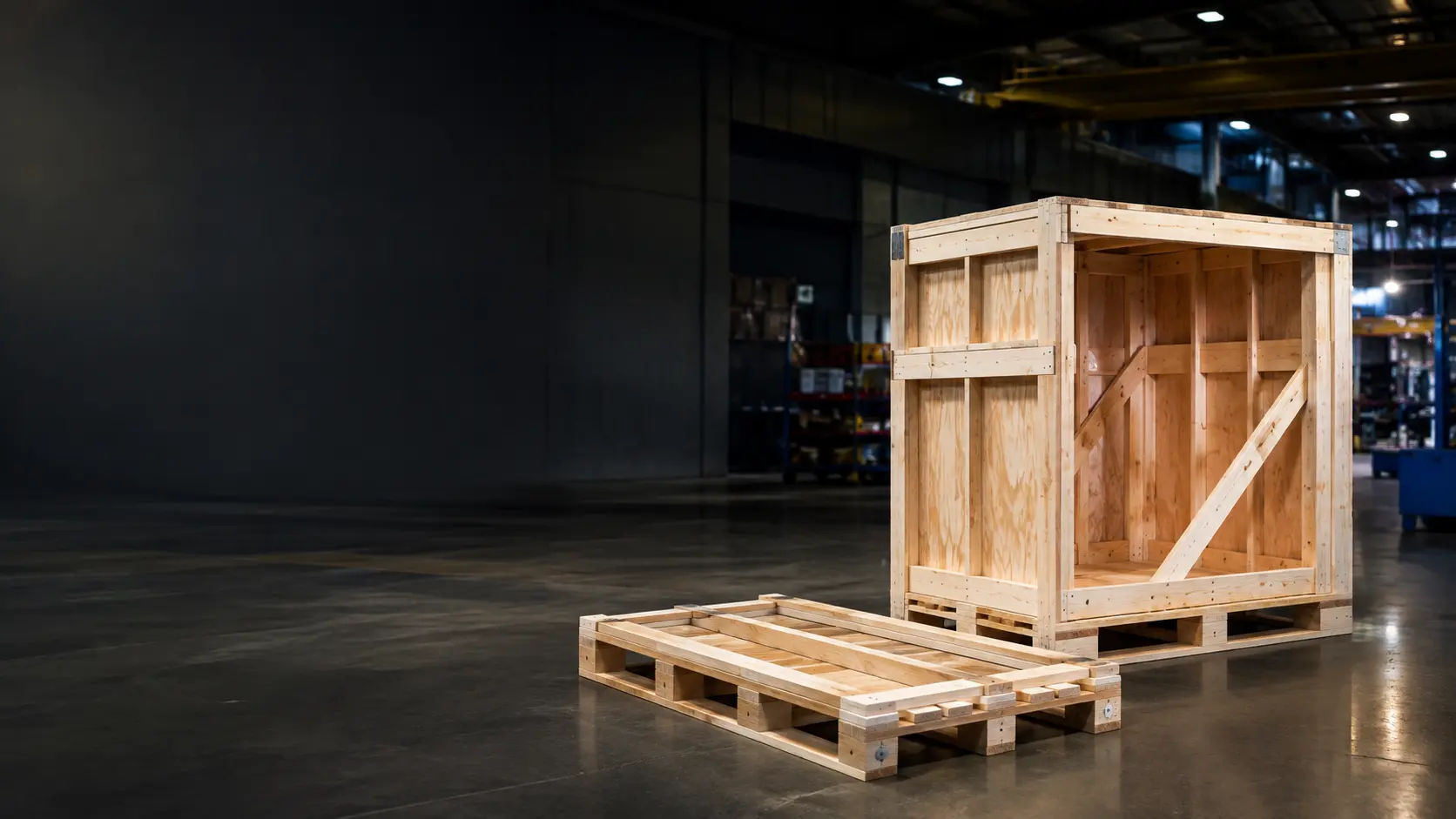 Caisse et support en bois pour l’emballage industriel